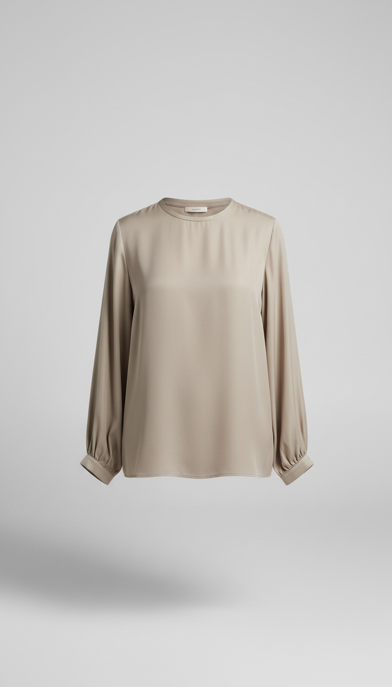 Stone Beige Silk Blend Blouse