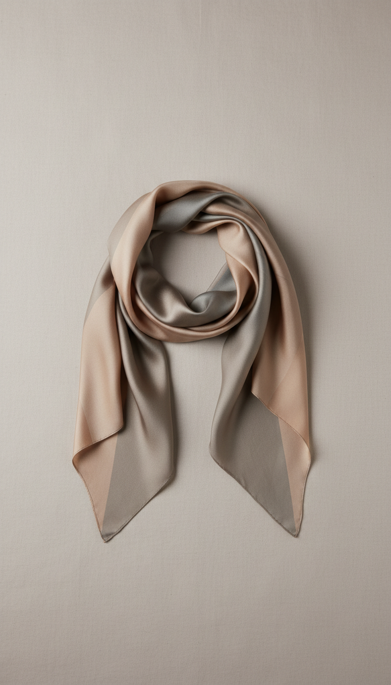 Silk scarf in oatmeal and fawn tones